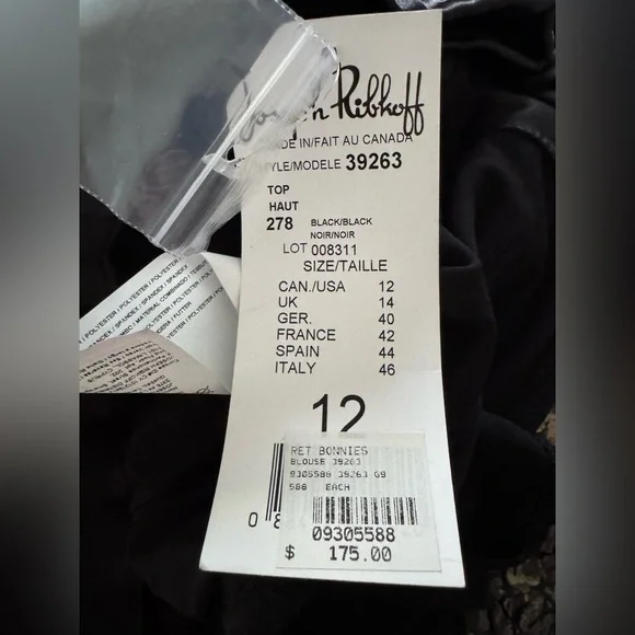 New with tags! Joseph Ribkoff black fit-&-flare blouse! - Picture 15 of 15